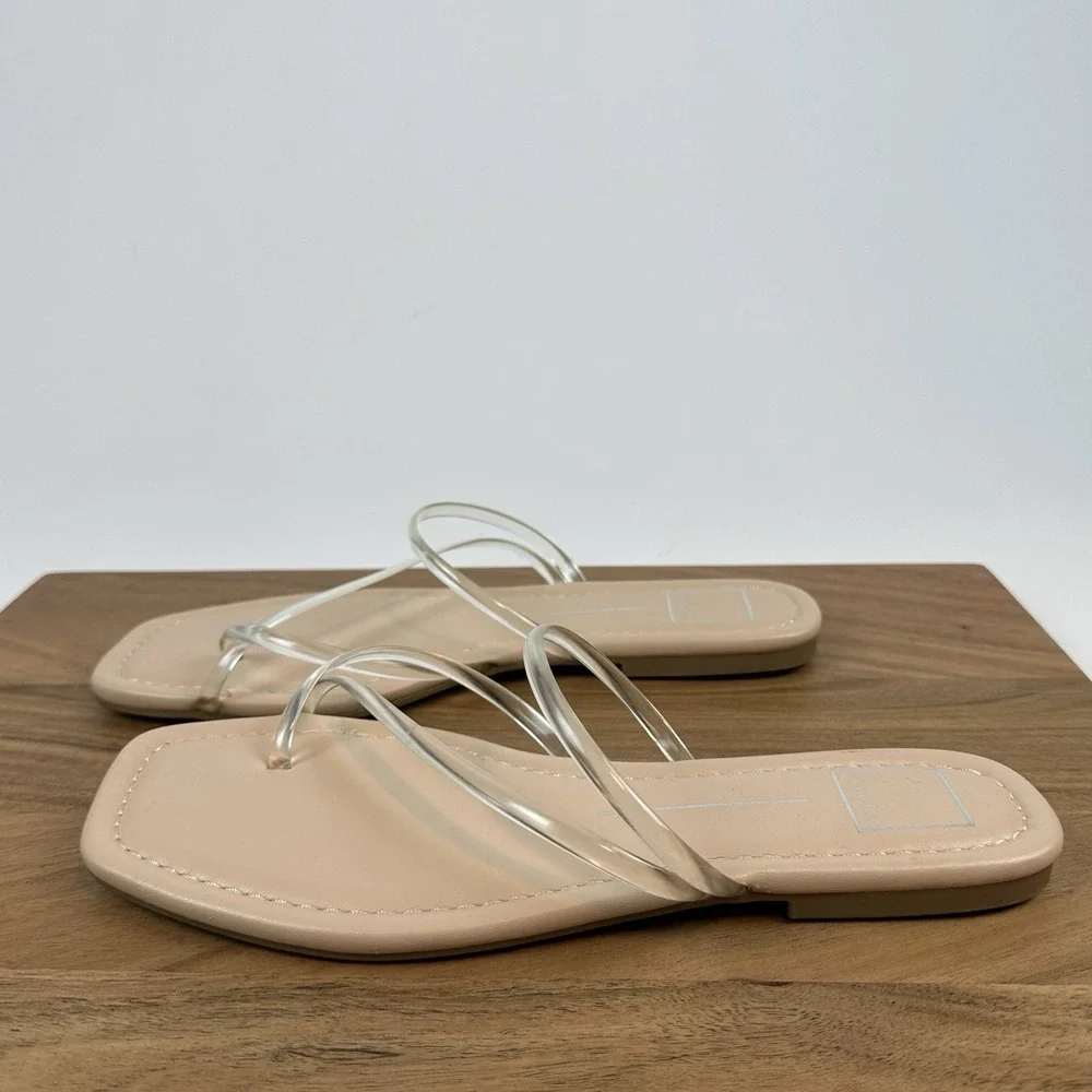 New NWOB Womens Dolce Vita Leanna‎ Clear Toe Strap Slides Sandals Size 10 M
